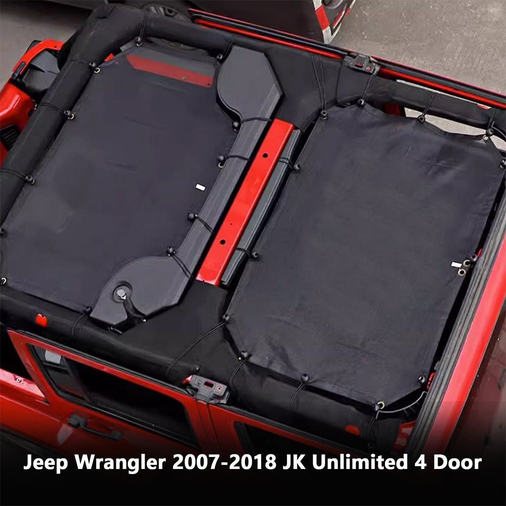 ETL INDUSTRIES Mesh Sunshade Bikini Top for Jeep Wrangler JK Unlimited 2007-2018 4 Door Soft Top Cover UV Sun Protection Sun Shade Roof, Front & Rear