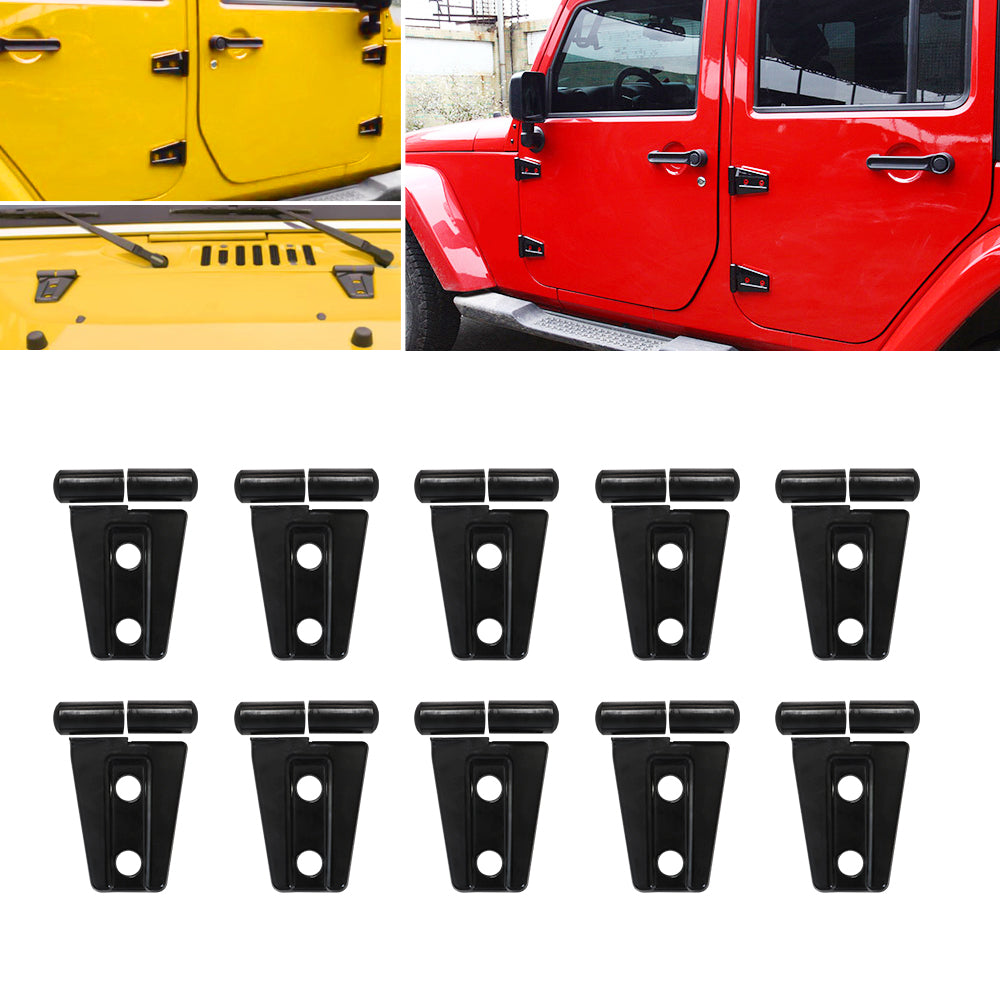 ETL INDUSTRIES Door Hinge Cover & Engine Hood Hinge Cover Trim Exterior Accessories for 2007-2018 Jeep Wrangler JK JKU Unlimited 4 Door 10Pcs