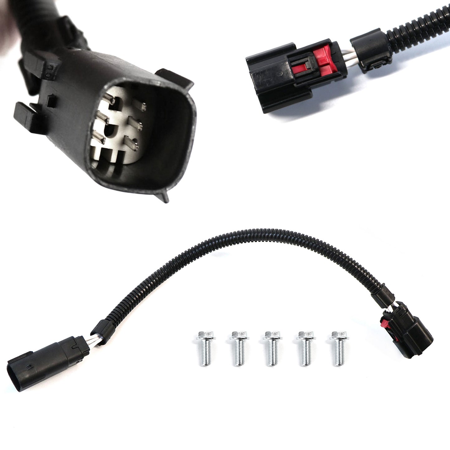 ETL INDUSTRIES 2Pcs 12IH 6 Pin O2 Oxygen Sensor Extension Harness Wires for Ford Mustang GT 5.0L V8 and 3.7L V6 2015-2017 Rectangular Connector Front with Screws