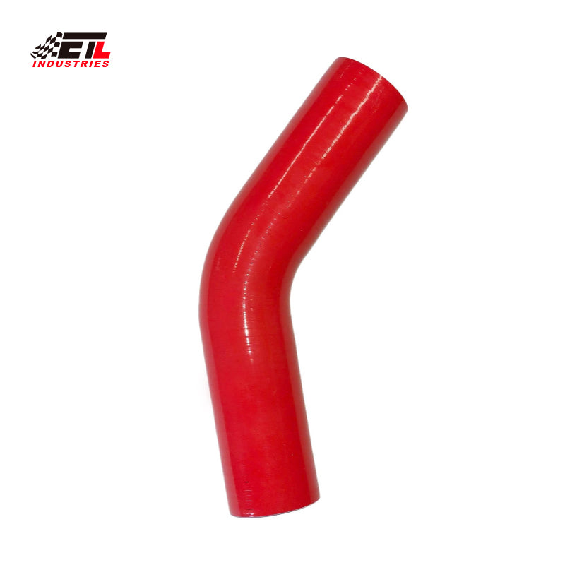 ETL INDUSTRIES 2.75IH ID, 6IH Leg Length 45 Degree Bend Silicone Coupler Hose, 4-Ply Reinforced Universal Silicone Pipe Elbow Hose for Intake Tube Intercooler Piping Red
