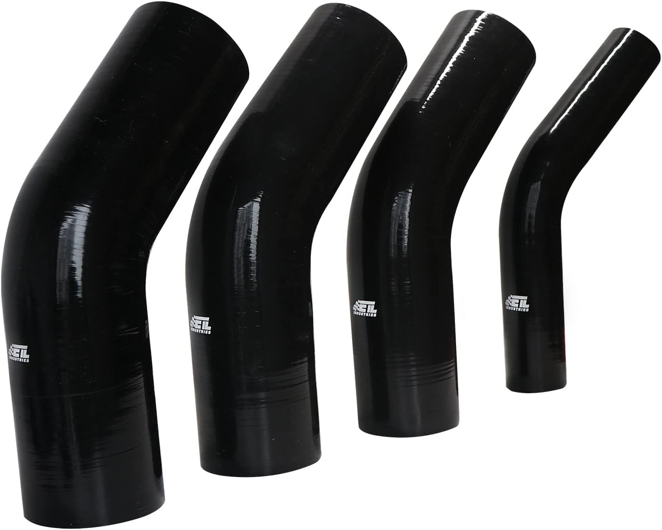 ETL INDUSTRIES 3IH ID, 6IH Leg Length 45 Degree Bend Silicone Coupler Hose, 4-Ply Reinforced Universal Silicone Pipe Elbow Hose for Intake Tube Intercooler Piping Black