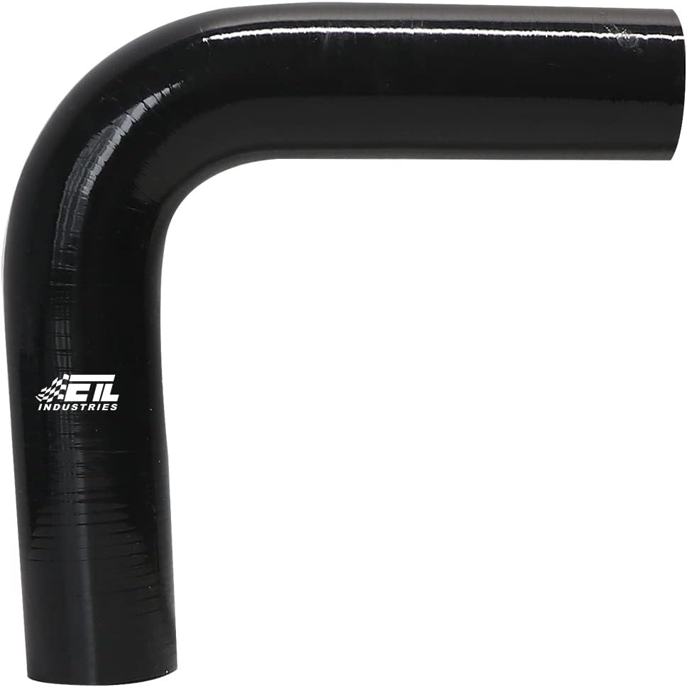 ETL INDUSTRIES 2IH ID, 7IH Leg Length 90 Degree Elbow Silicone Coupler Hose, 4-Ply Reinforced Universal Silicone Pipe Hose Turbo Intake Tube Intercooler Piping Black