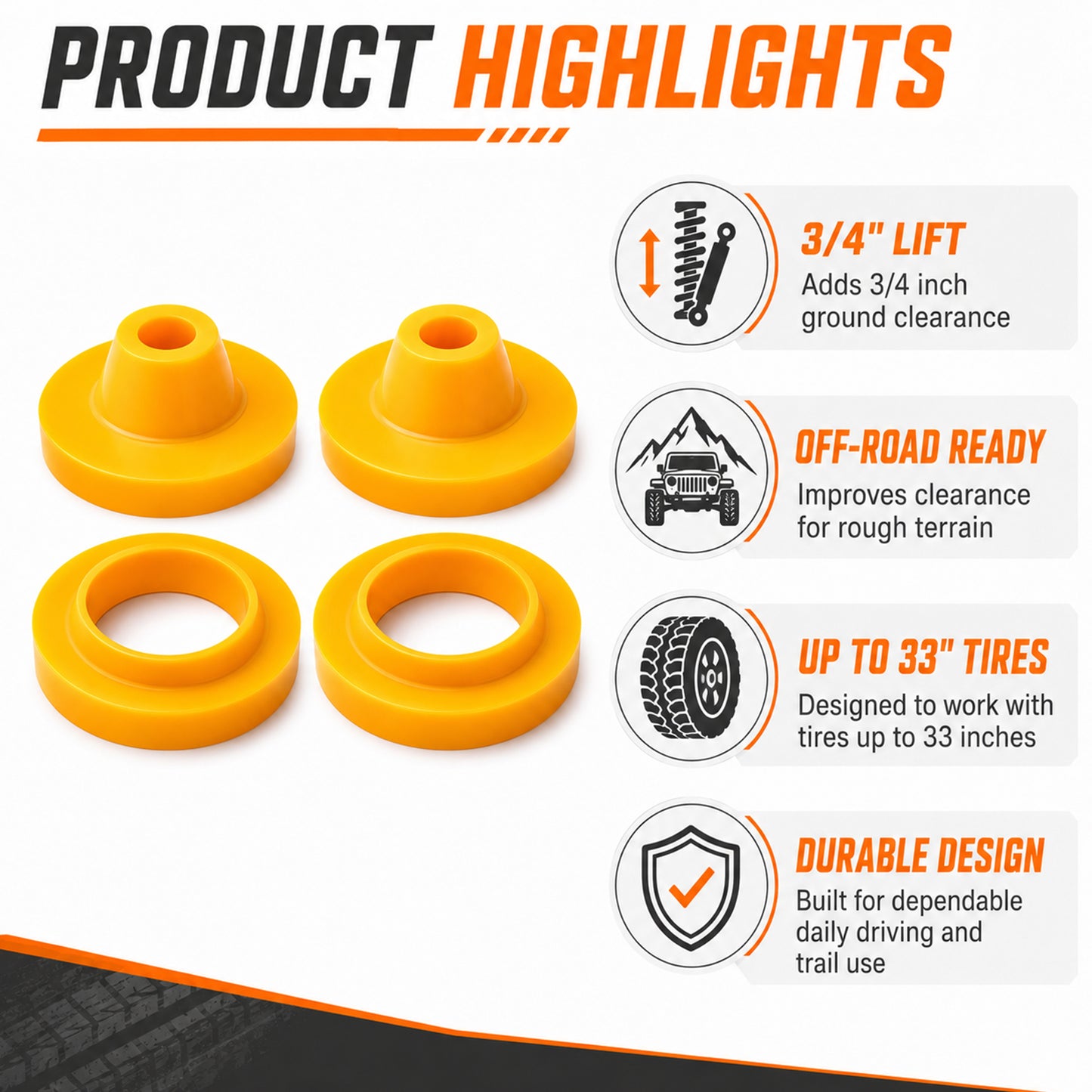 ETL INDUSTRIES 3/4" Lift Kit for Jeep JL 2018-2026 – 4Pcs Spacer Leveling Kit, Front & Rear