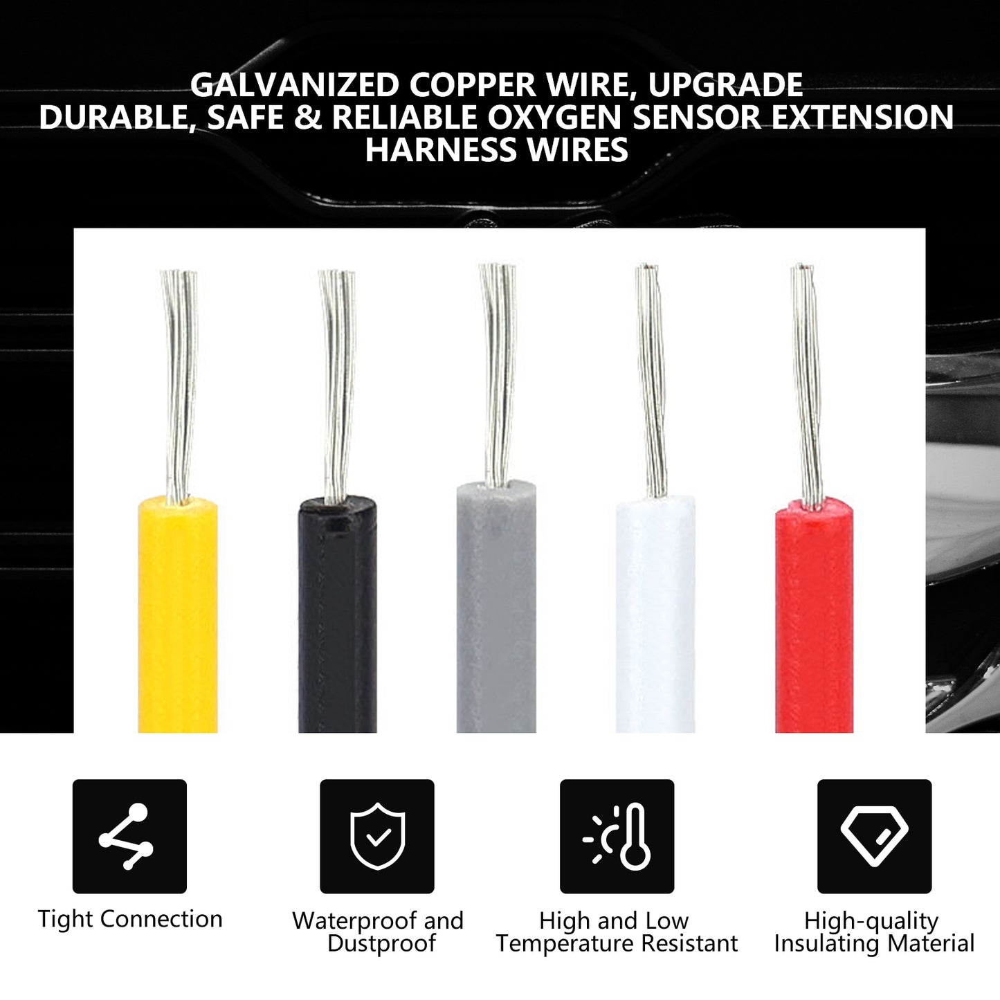 ETL INDUSTRIES 2Pcs 12IH 4 Pin O2 Oxygen Sensor Extension Harness Wires for 1987-2009 Ford Mustang 4.6L, 5.0L, 351W Circular Connector