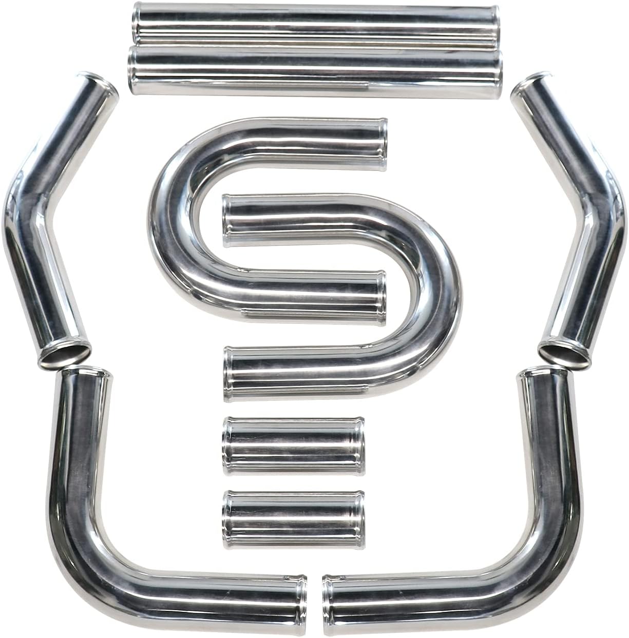 ETL INDUSTRIES 2.75-Inch Aluminum Intercooler Piping Kit, 10PCS Universal DIY Tube Set