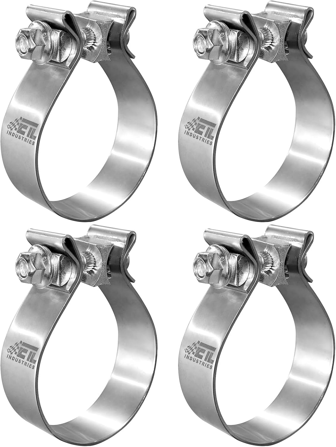 ETL INDUSTRIES 3 Inch Exhaust Clamp, Butt Joint Clamp Sleeve Coupler 304 Stainless Steel, 4 Pcs