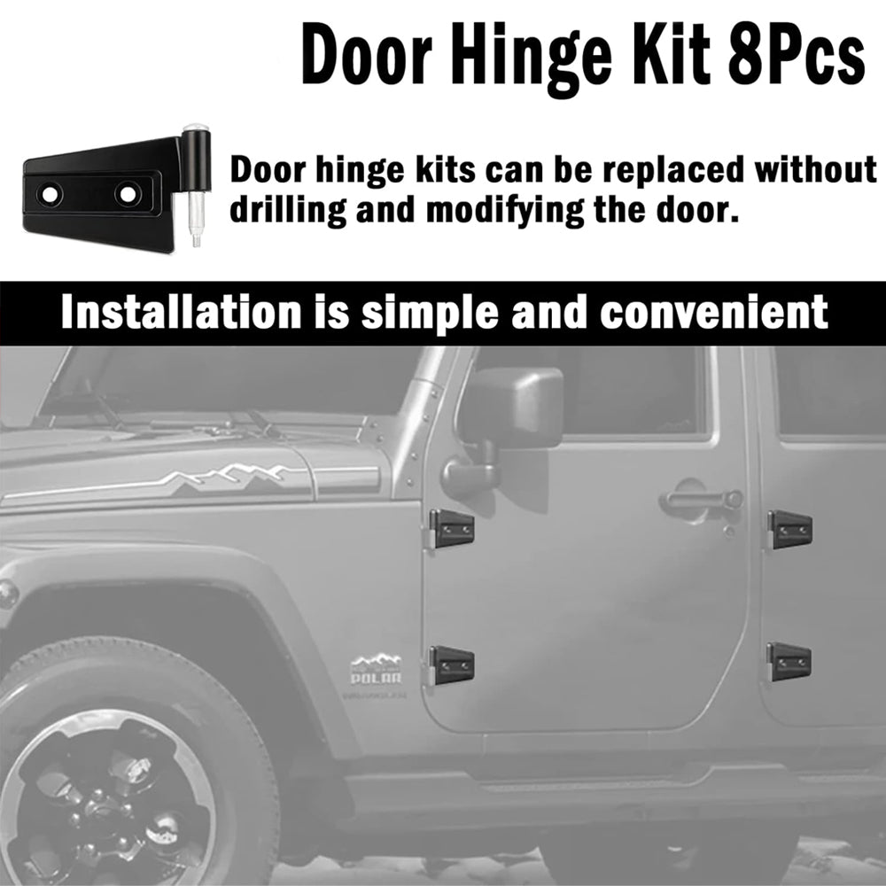 ETL INDUSTRIES Door Hinges Kit for Jeep Wrangler JK JKU 2007-2018 4 Door, Interior and Outside 4 Door Hinge