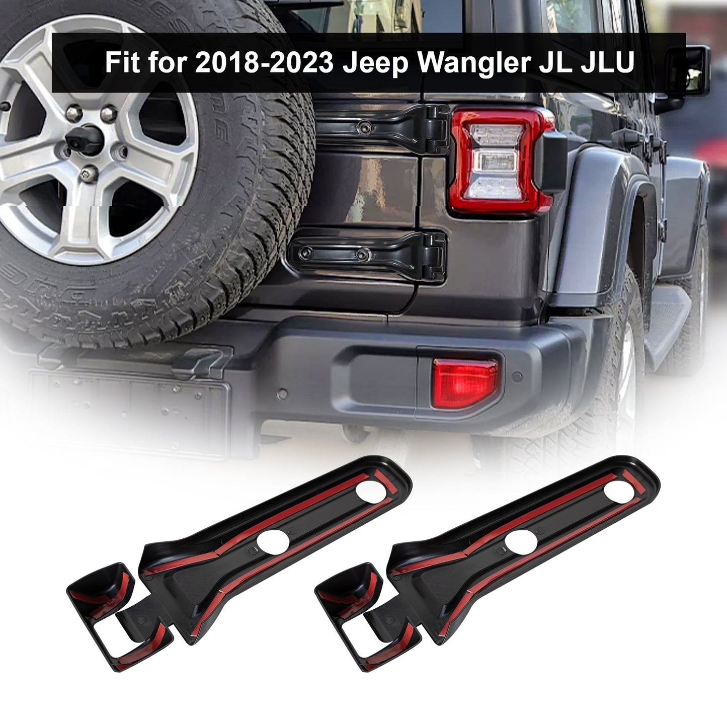 ETL INDUSTRIES Tailgate Hinge Cover Rear Door Trim Spare Tire Bracket Decoration for 2018-2023 Jeep Wrangler JL JLU Sports Freedom Sahara Rubicon 2-Door/4-Door