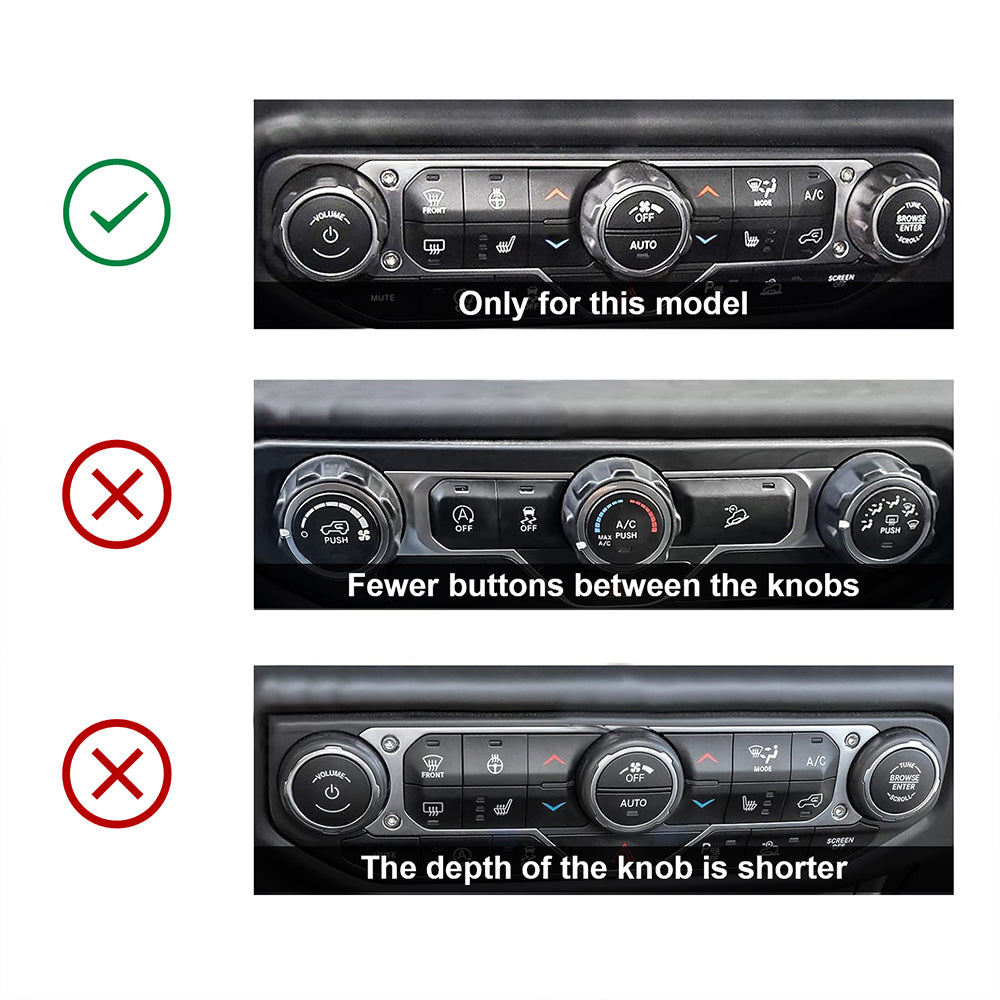 ETL INDUSTRIES Air Conditioner Switch Knob Cover Headlight Knob Cover AC Button Trims for Jeep Wrangler 2018-2023 JL JLU & 2020-2023 Gladiator
