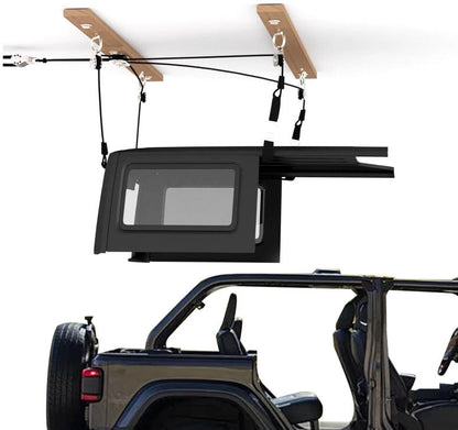 Hard Top Removal Lift for Jeep Wrangler JL JK and Ford Bronco, Hardtop Overhead Garage Storage Hoist, Anti-Drop System, 12 ft, Supports 8-16 ft Ceiling