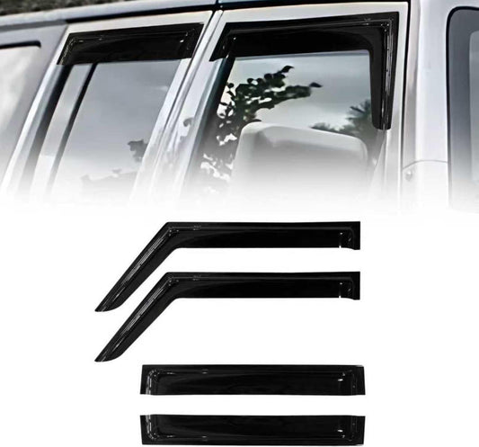 Side Window Visor Deflectors Rain Guards for Jeep Wrangler JK JKU 2007-2018 4-Door, Tape on Wind Guards