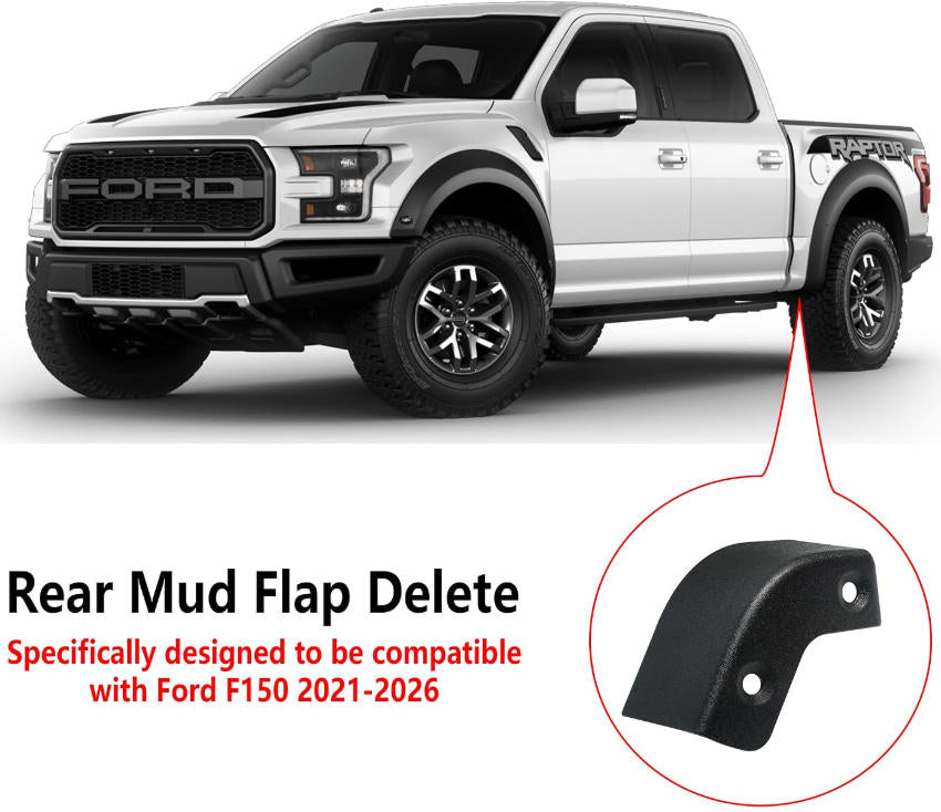 Rear Mud Flap Delete Compatible with Ford F150 2021-2026, 2WD/4WD, Mud Guards Mudflaps Delete Accessories