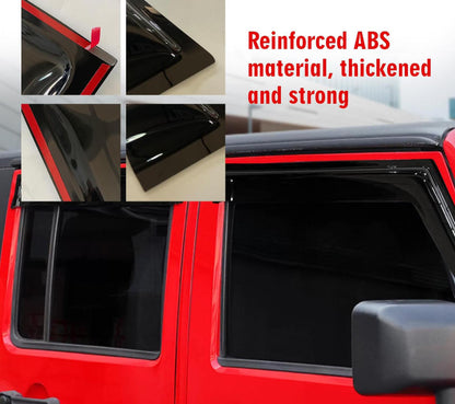 Side Window Visor Deflectors Rain Guards for Jeep Wrangler JK JKU 2007-2018 4-Door, Tape on Wind Guards