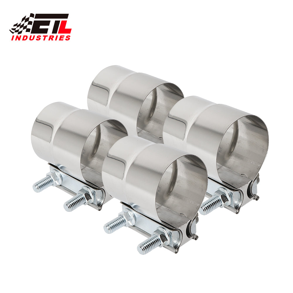 ETL INDUSTRIES 3 Inch Exhaust Clamp, Lap Joint Band Clamp 304 Stainless Steel, 4 Pcs