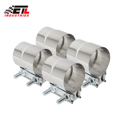 ETL INDUSTRIES 3 Inch Exhaust Clamp, Lap Joint Band Clamp 304 Stainless Steel, 4 Pcs