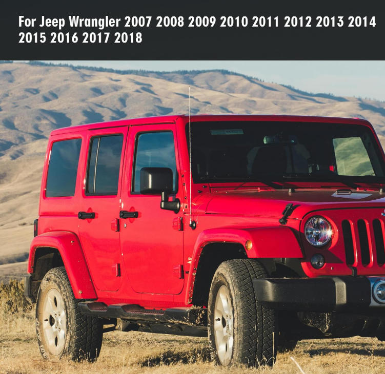 Side Window Visor Deflectors Rain Guards for Jeep Wrangler JK JKU 2007-2018 4-Door, Tape on Wind Guards