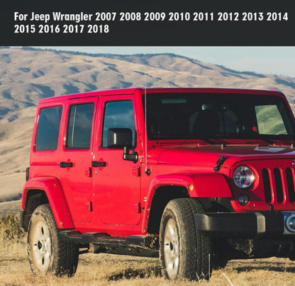 Side Window Visor Deflectors Rain Guards for Jeep Wrangler JK JKU 2007-2018 4-Door, Tape on Wind Guards