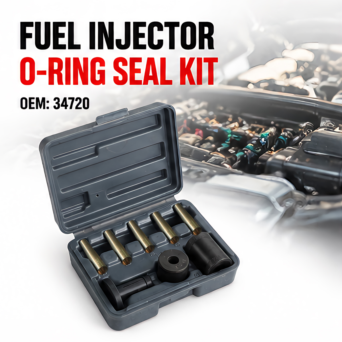 Injector Seal Installer Kit for Ford GM Subaru Engines – 8Pcs Precision Tool Set (34720)
