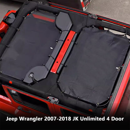 ETL INDUSTRIES Mesh Sunshade Bikini Top for Jeep Wrangler JK Unlimited 2007-2018 4 Door Soft Top Cover UV Sun Protection Sun Shade Roof, Front & Rear