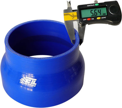 ETL INDUSTRIES 4IH ID to 4.5IH ID, 3IH Length Reducer Silicone Coupler Hose, 4-Ply Reinforced Universal Straight Silicone Reducer Pipe Intake and Intercooler Piping Blue