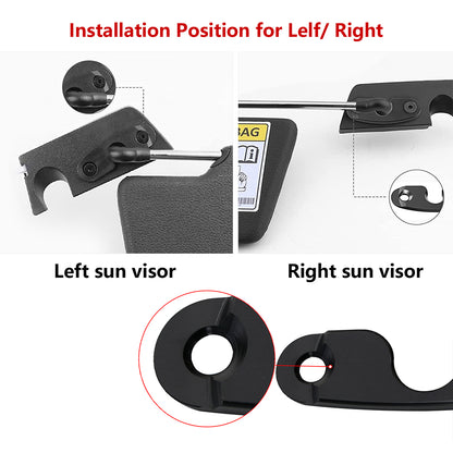 ETL INDUSTRIES Wrangler Sun Visor Replacement Repair Kit Aluminum Alloy Visor Mounting Clips for Jeep Wrangler JK JKU JL JLU Gladiator JT