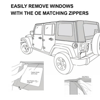 ETL INDUSTRIES Soft Top Replacement with Upper Door Skins Roof Accessories for Jeep Wrangler TJ 1997-2006