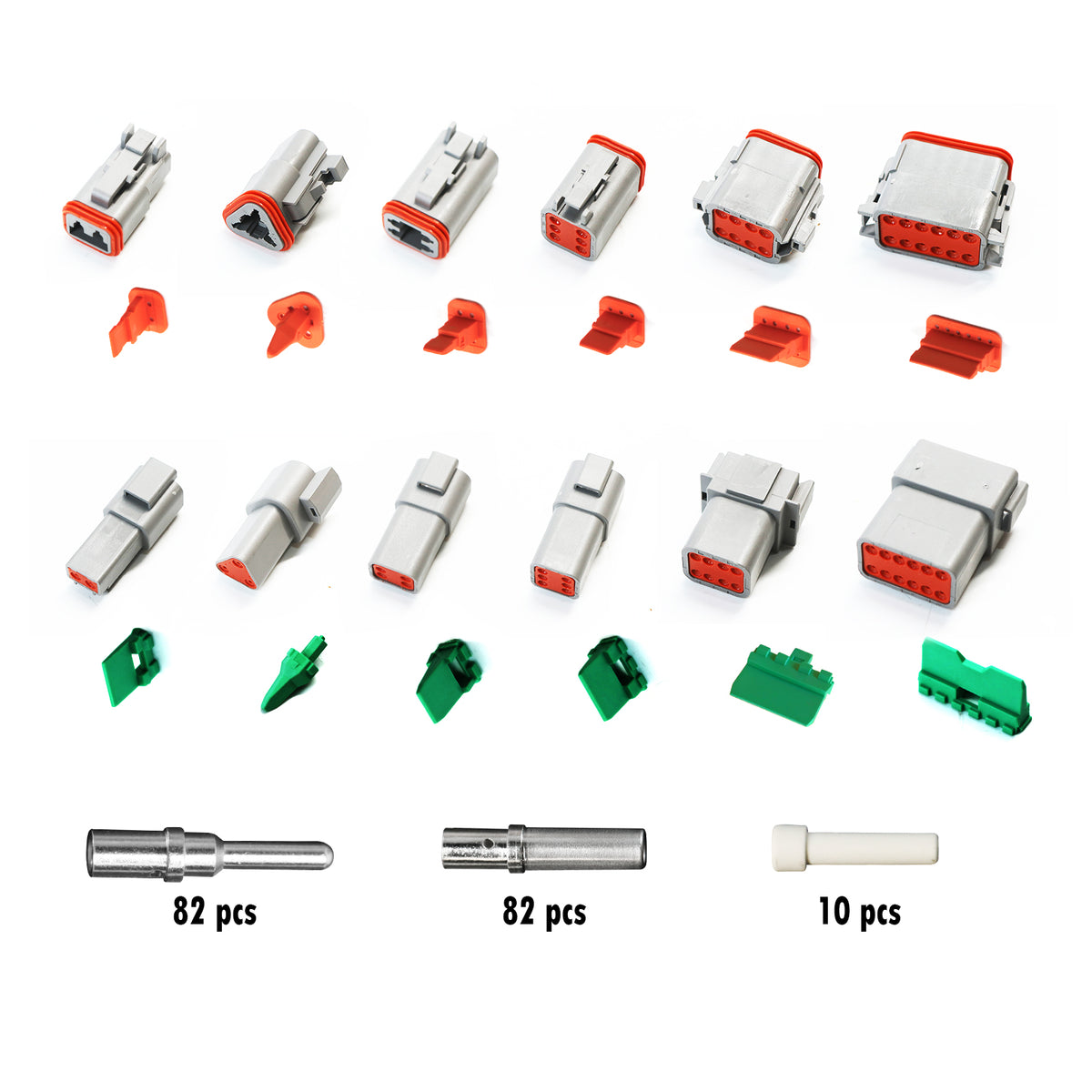 238PCS Deutsch DT Connector Waterproofing Kit – 2-12 Pin, 82 Pairs Size 16 Solid Contacts (ST6317)