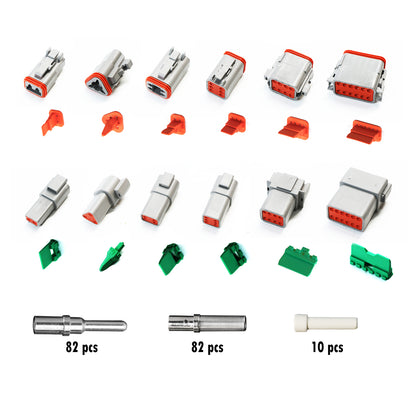 238PCS Deutsch DT Connector Waterproofing Kit – 2-12 Pin, 82 Pairs Size 16 Solid Contacts (ST6317)