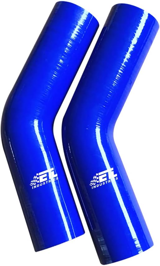 ETL INDUSTRIES 3.5IH ID, 6IH Leg Length 45 Degree Bend Silicone Coupler Hose, 4-Ply Reinforced Universal Silicone Pipe Elbow Hose for Intake Tube Intercooler Piping Blue