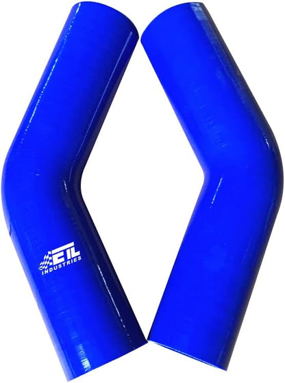 ETL INDUSTRIES 3.5IH ID, 6IH Leg Length 45 Degree Bend Silicone Coupler Hose, 4-Ply Reinforced Universal Silicone Pipe Elbow Hose for Intake Tube Intercooler Piping Blue