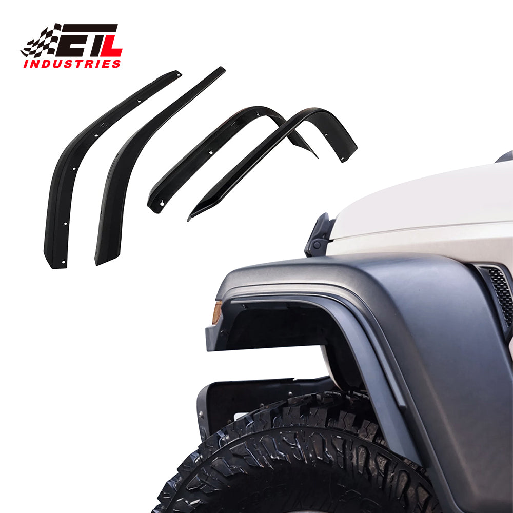 ETL INDUSTRIES Front & Rear Fender Flares Extensions Set Fits 2018-2023 for Jeep Wrangler JL JLU & JT Gladiator (Fit for Sahara Low Fenders)