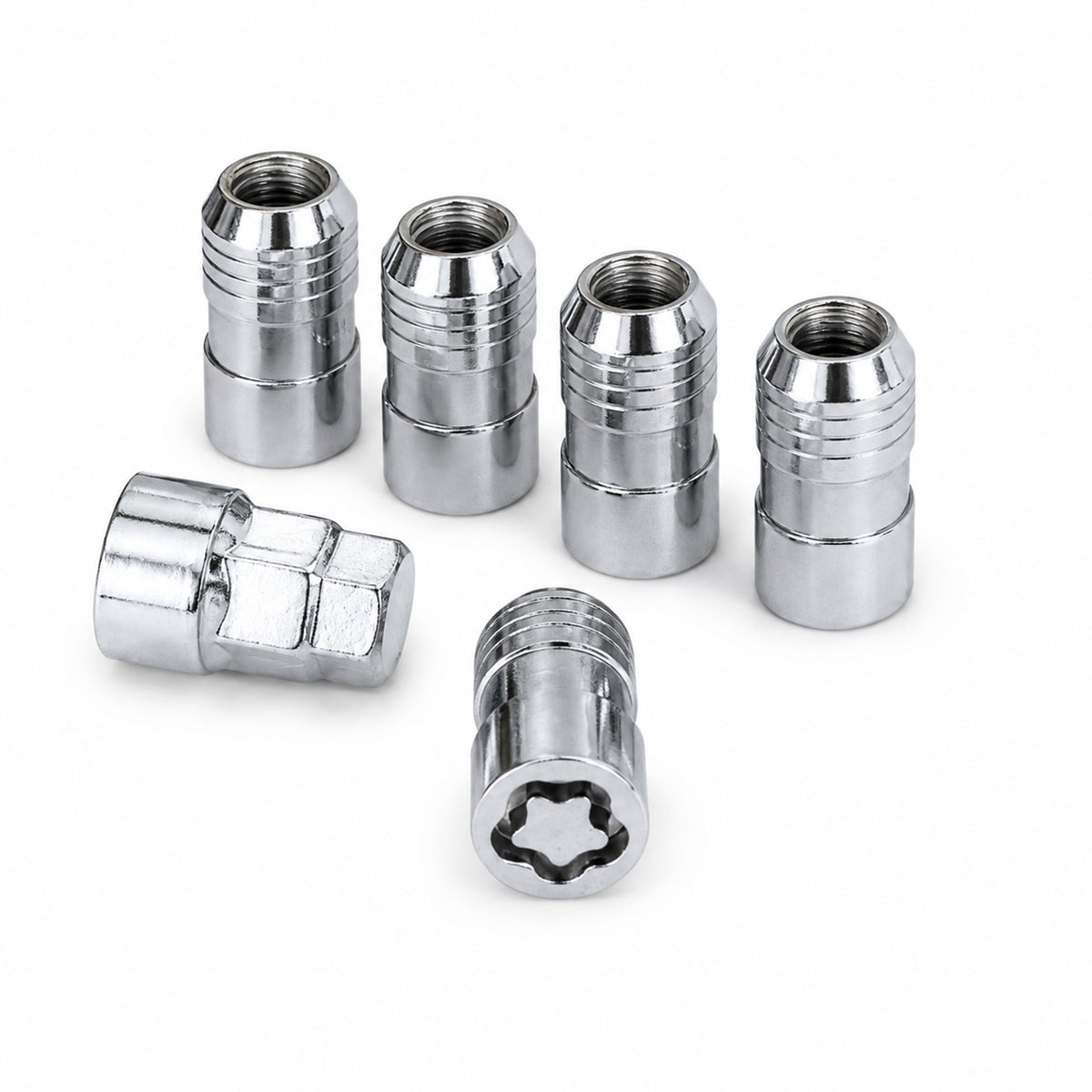 M14 x 1.5 Wheel Lock Set – 5 Locks & 1 Key, Chrome Cone Seat, Anti-Theft Lug Nuts
