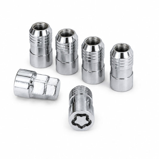 M14 x 1.5 Wheel Lock Set – 5 Locks & 1 Key, Chrome Cone Seat, Anti-Theft Lug Nuts