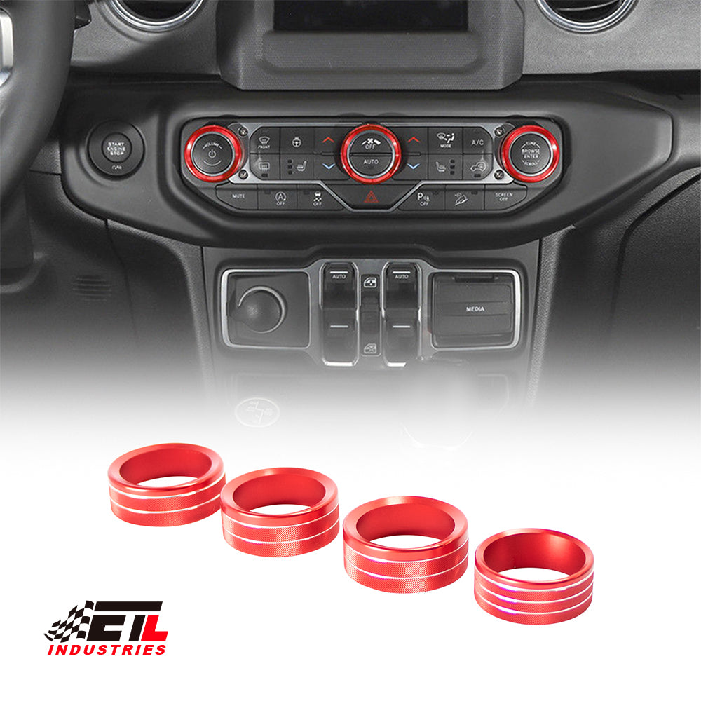 ETL INDUSTRIES Air Conditioner Switch Knob Cover Headlight Knob Cover AC Button Trims for Jeep Wrangler 2018-2023 JL JLU & 2020-2023 Gladiator
