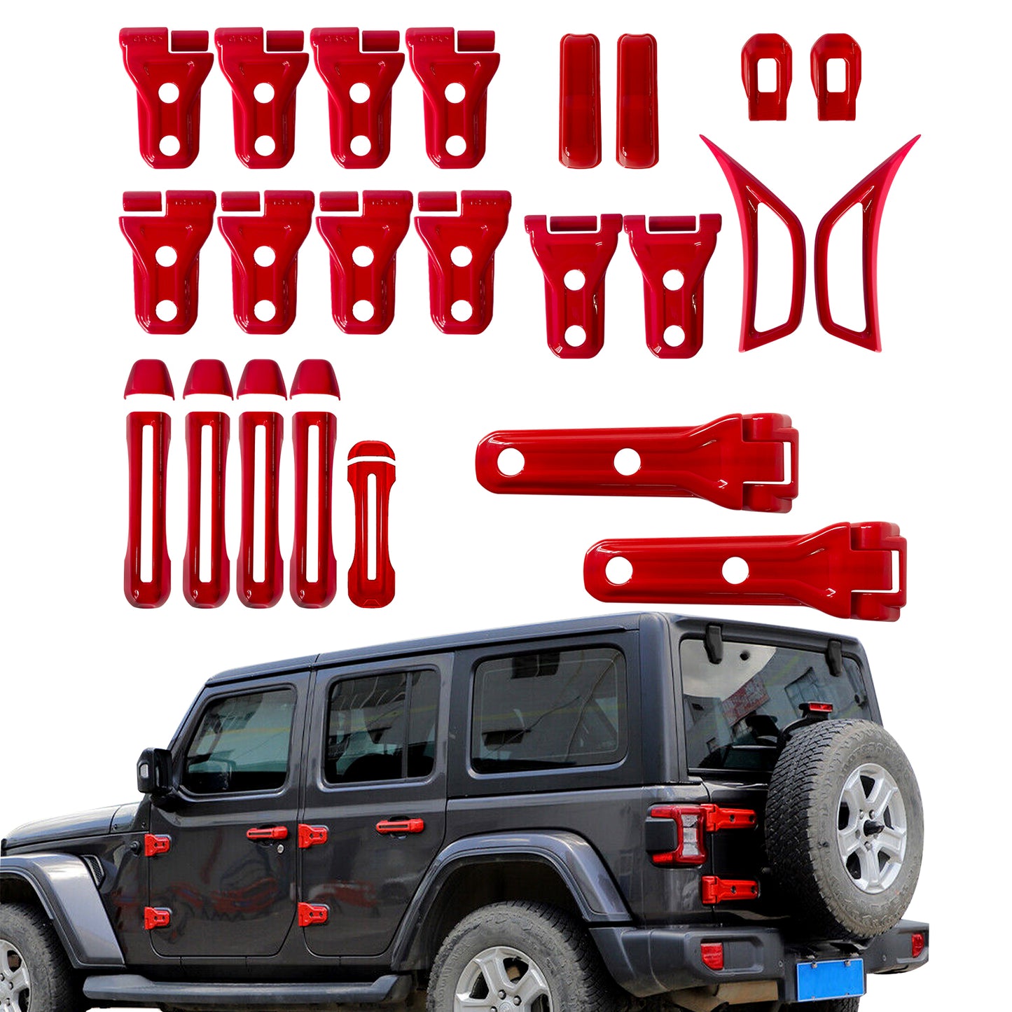 ETL INDUSTRIES 22PCS Purple Exterior Trim Kit for Jeep JL 2018-2025 – Full Set Door Hinge & Handle Covers