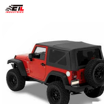 ETL INDUSTRIES Fabric Only Replacement Soft Top Black Diamond Sailcloth for Jeep Wrangler JK 4-Door 2010-2018 - Wrangler JK Soft Roof with Removable Side and Back Window JK Soft Top without Bracket