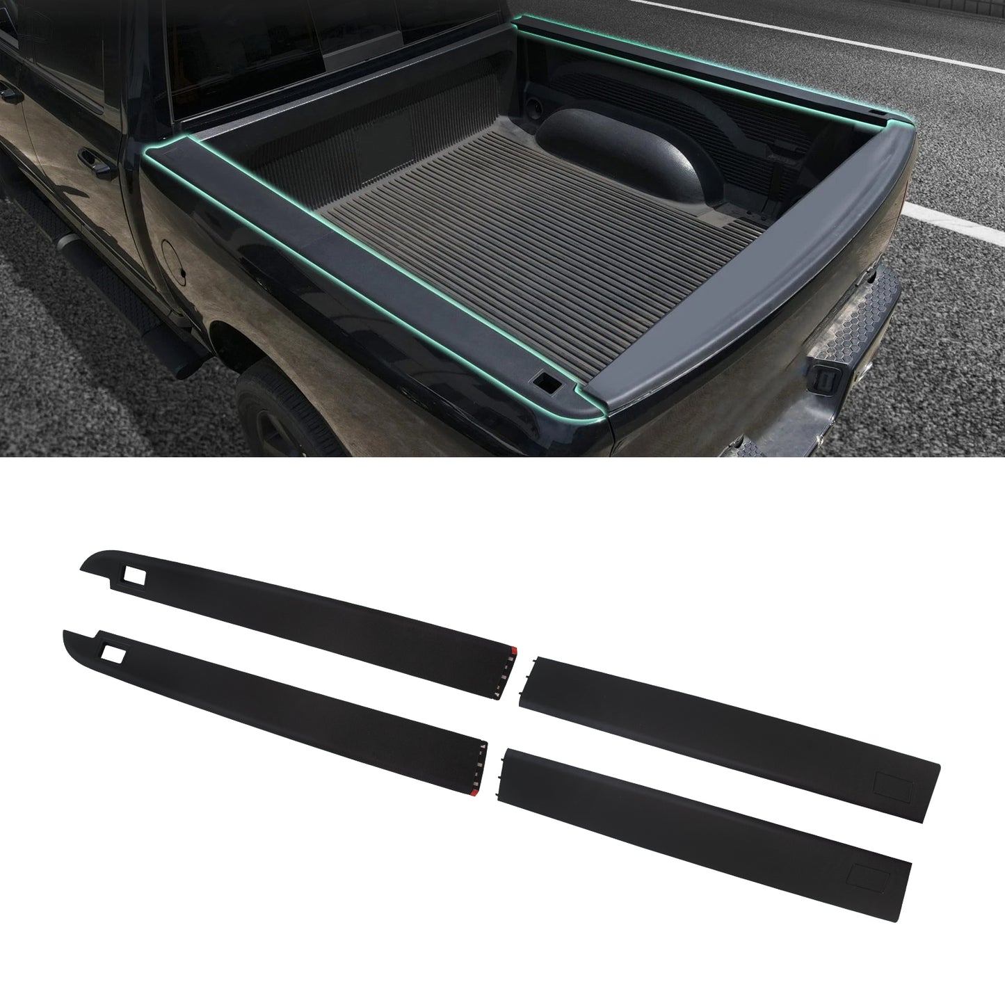 ETL INDUSTRIES Truck Bed Side Rail Caps for Dodge Ram 1500, 5.7ft Bedrails Protectors with Stake Holes, 2009-2018 Models, 5.7' Bed