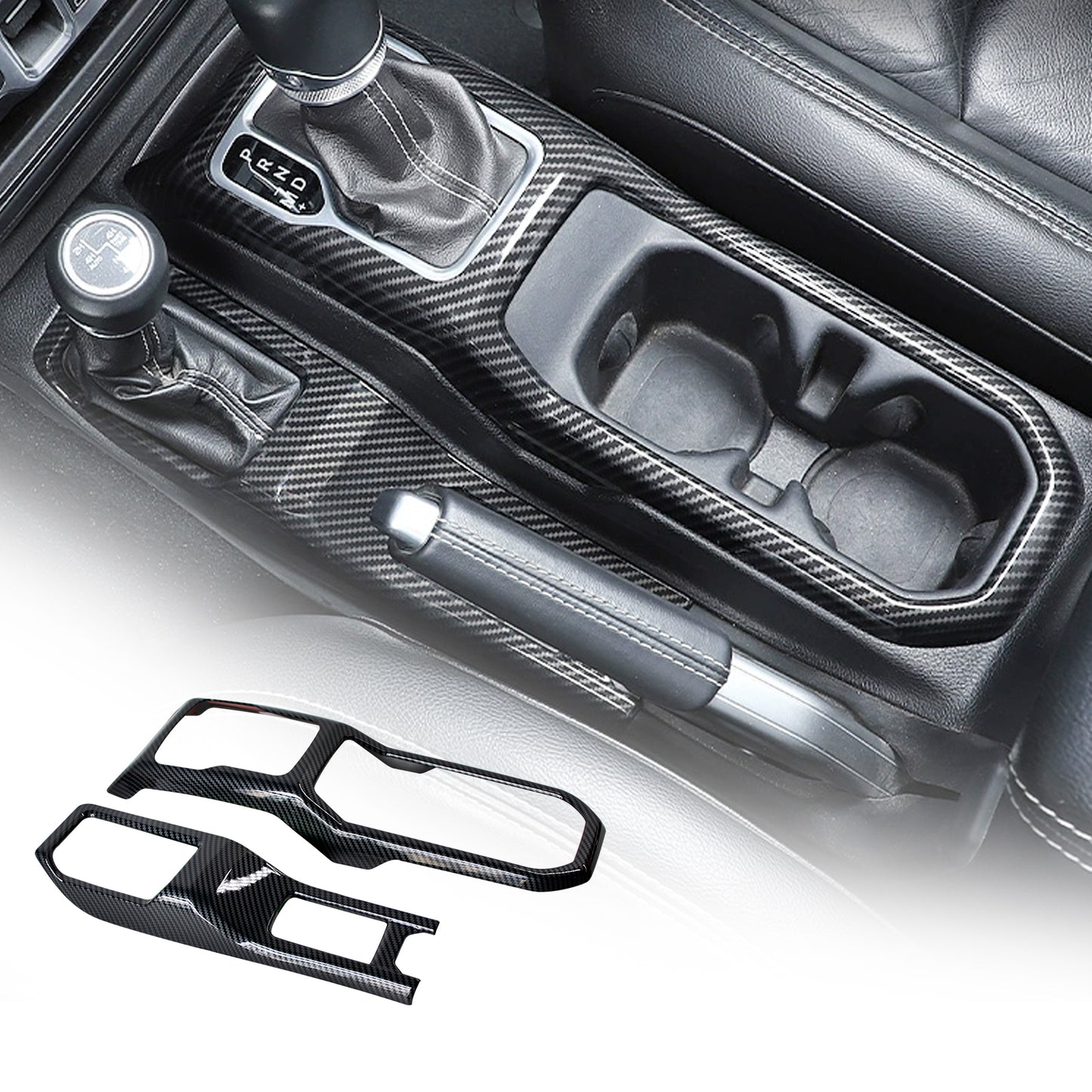 ETL INDUSTRIES Gear Shift Panel Trim Cover Carbon Fiber for Jeep Wrangler JL JLU/Gladiator JT 2018 2019 2020 2021 2022 2023 Decoration Interior Gearshift Panel Handbrake Cover Trim (Red)