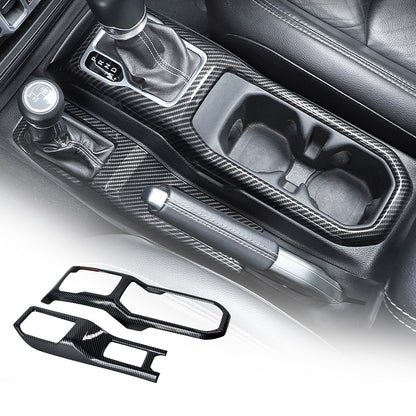 ETL INDUSTRIES Gear Shift Panel Trim Cover Carbon Fiber for Jeep Wrangler JL JLU/Gladiator JT 2018 2019 2020 2021 2022 2023 Decoration Interior Gearshift Panel Handbrake Cover Trim (Red)