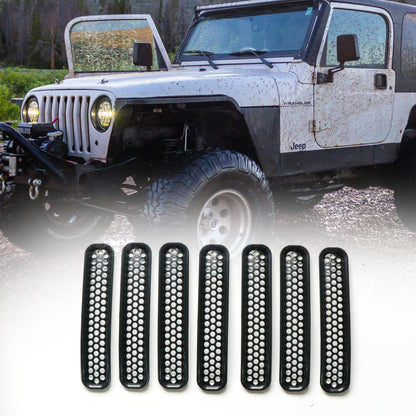 ETL INDUSTRIES Grill Inserts for Jeep TJ 1997-2006 – 7Pcs Honeycomb Grille Guards, Black