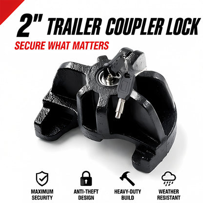 Proven Locks S175 Trailer Coupler Lock – 2-Inch Heavy Duty Anti-Theft Hitch Lock for Trailer, Boat & RV