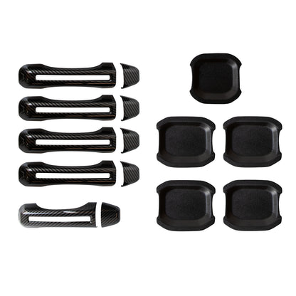 ETL INDUSTRIES 10PCS Door Handle Cover Trim Kit for Jeep Wrangler JL JLU 2018-2025 – Carbon Fiber Pattern, Exterior Accessories with Tailgate Handle Cover