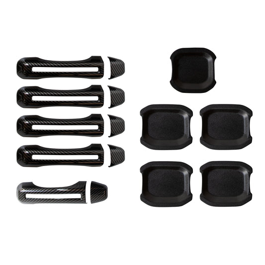 ETL INDUSTRIES 10PCS Door Handle Cover Trim Kit for Jeep Wrangler JL JLU 2018-2025 – Carbon Fiber Pattern, Exterior Accessories with Tailgate Handle Cover