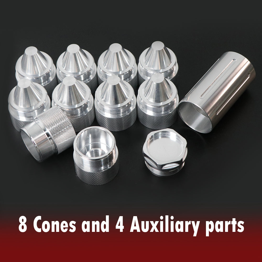 ETL INDUSTRIES 12PCS Silver Aluminum Spike Lug Nut Cover Kit, 1-3/8"-24 Thread for Semi Trucks