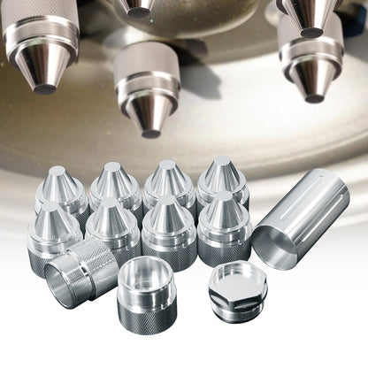 ETL INDUSTRIES 12PCS Silver Aluminum Spike Lug Nut Cover Kit, 1-3/8"-24 Thread for Semi Trucks