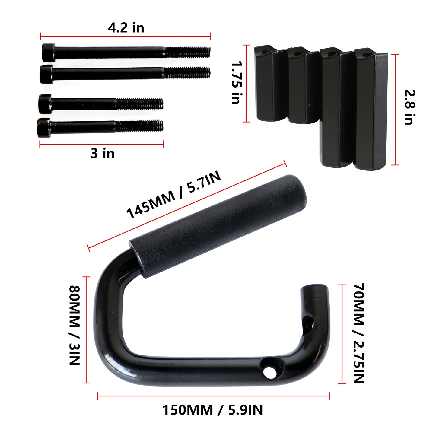 ETL INDUSTRIES Front Black Solid Steel Handles Grab Bars for 2007-2018 Jeep Wrangler JK Grab Handles Metal 2/4 Door