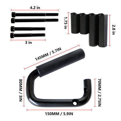 ETL INDUSTRIES Front Black Solid Steel Handles Grab Bars for 2007-2018 Jeep Wrangler JK Grab Handles Metal 2/4 Door