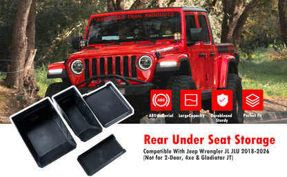 ETL INDUSTRIES Under Seat Storage for Jeep JL 2018-2026 – Rear Organizer Box, 4-Door Only