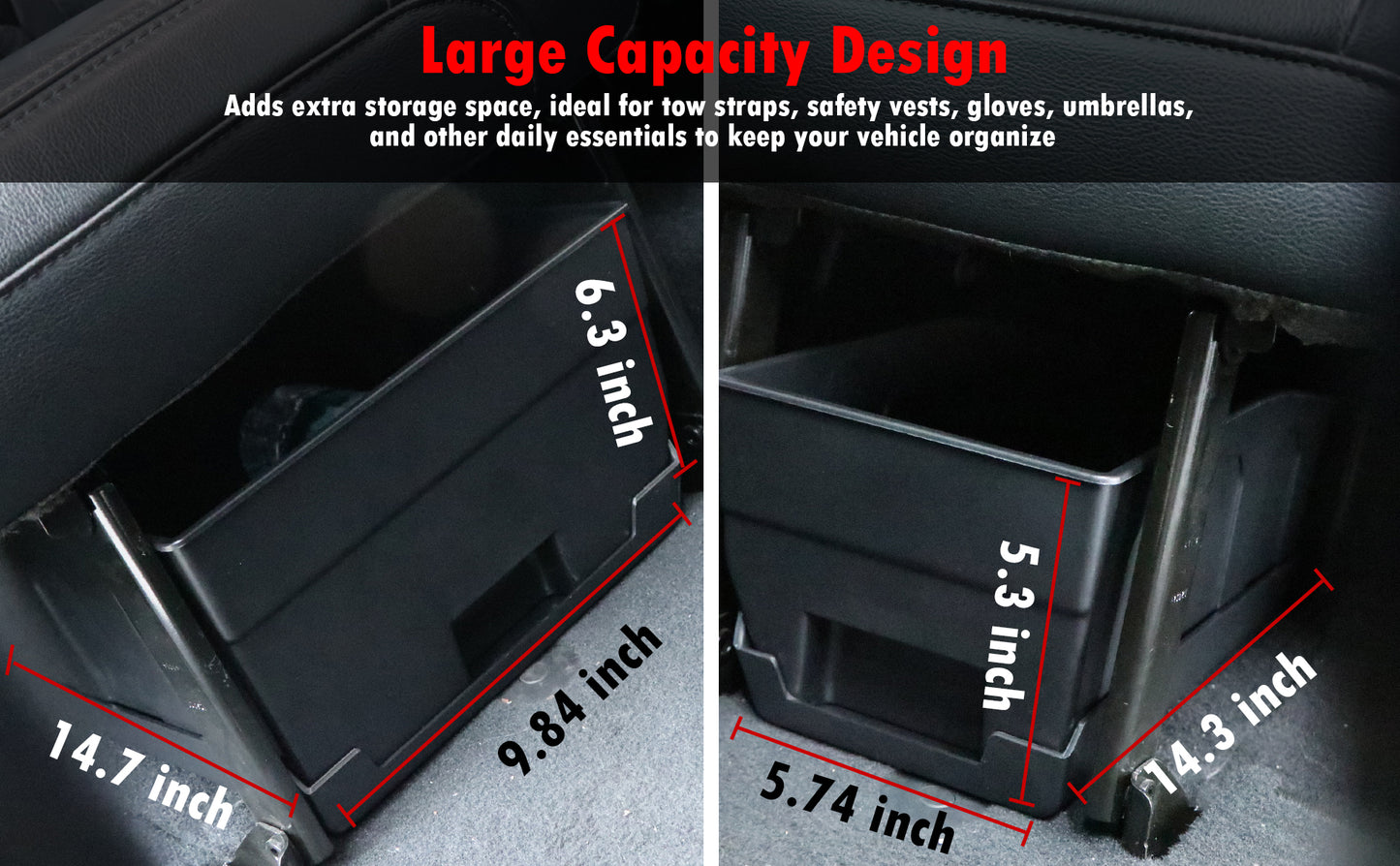 ETL INDUSTRIES Under Seat Storage for Jeep JK 2007-2018 – Rear Organizer Box, 2Pcs Set