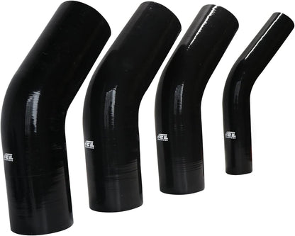 ETL INDUSTRIES 2.75IH ID, 6IH Leg Length 45 Degree Bend Silicone Coupler Hose, 4-Ply Reinforced Universal Silicone Pipe Elbow Hose for Intake Tube Intercooler Piping Black